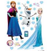 Sticker mural La Reine des neiges Anna & Elsa - 65 x 85 cm de Disney bleu, violet et blanc