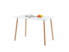 Table à manger rectangulaire en bois style scandinave - 110 x 70 x 73 cm - blanc
