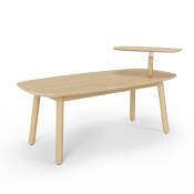 Table basse avec tablette surélevée col bois naturel