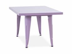 Table carrée pour enfants - industrielle - métal - 60cm - stylix violet