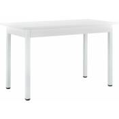 Table de salle à manger de cuisine mdf placage acier 120 cm x 60 cm x 75 cm blanc - Blanc