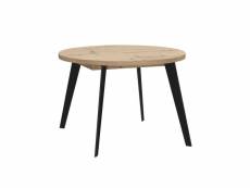 Table extensible ronde décor bois et piètement métal