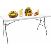 Table Pliante Transportable, Table en Plastique Robuste, 180 x 74 cm, Blanc, Pliable en deux, Matériau: hdpe - Blanc