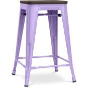 Tabouret de Bar - Design Industriel - Bois et Acier - 60cm -Stylix Violet pastel - Acier, Metal, Bois, Bois - Violet pastel