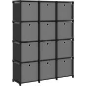 Tagère à 12 cubes avec boîtes Noir 103x30x141 cm
