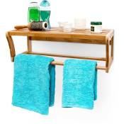Tagère porte-serviettes, bambou, HLlxP : 20 x 60 x 26 cm, montage mural, range-serviettes, en bois, nature - Relaxdays