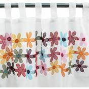 Thedecofactory - united flowers - Voilage à pattes fleurs multicolores blanc 110x250 - Blanc