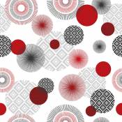 Toile cirée imprimée de cercles stylisés - Rouge - 1.4 m