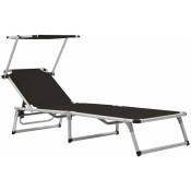 Vidaxl - Chaise longue pliable avec auvent Aluminium et textilène Noir