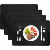 4 Pièces Sets de Table en Cuir Imperméables 45×30cm Dessous de Verre Antidérapant Lavable Noir - Noir - Norcks