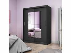 Armoire avec miroir - vaniva - 150 cm - noir - portes