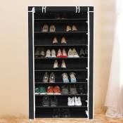 Armoire étagères à chaussures 9 couches 45 paires de chaussures avec housse 88 x 28 x 160cm noir - Sifree