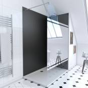 Aurlane - Ensemble complet douche à l'Italiennne avec Receveur 90x120 + Paroi miroir + Panneaux muraux noir