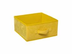 Boîte de rangement en velours jaune 31 x 31 x 15 cm - five