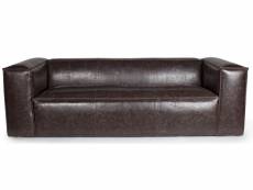 Canapé simili cuir marron 3 places liliane 224 cm