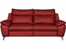 Canapé taille 2 places en 100% tout cuir épais de luxe italien, perla, couleur rouge foncé.