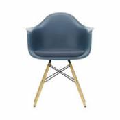 Chaise DAW - Eames Plastic Armchair / (1950) - Galette d'assise - Vitra bleu en matière plastique