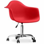 Chaise de bureau Weston Scandinave Style Premium Design avec roulettes Rouge - Acier, PP, Plastique, Metal, Nylon - Rouge