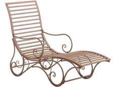 Chaise longue pour jardin transat en métal marron vieilli mdj10212