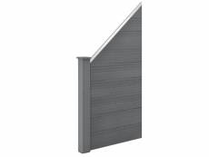Clôture inclinée bois composite wpc gris 180 x 96 cm [neu.holz]