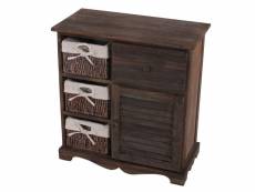 Commode / table d'appoint / armoire, 3 paniers, 1 tiroir, 60x30x63cm, shabby, vintage, marron