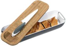 Corbeille à pain 3 en 1 avec couteau gris