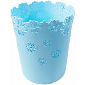 Corbeille à papier en forme de fleur creuse en plastique non couverte (S-bleu)