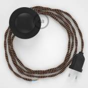 Cordon pour lampadaire, câble TZ22 Effet Soie Noir et Whiskey 3 m. Choisissez la couleur de la fiche et de l'interrupteur Noir