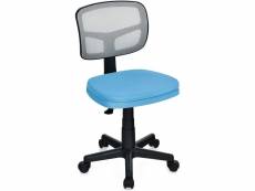Costway chaise de bureau à roulettes sans accoudoirs hauteur réglable dossier maille respirant support en y ,49x43x79-91cm (bleu)