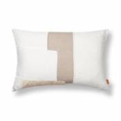 Coussin Part Rectangular / 60 x 40 cm - Patchwork lin & coton - Ferm Living blanc en tissu