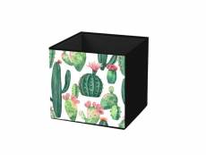Cube de rangement pliable - 31 x 31 cm - motif cactus