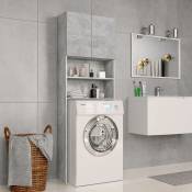 Design In - Meuble wc Armoire wc - Meuble de salle de bain Gris béton 64x25,5x190 cm Aggloméré BV259472
