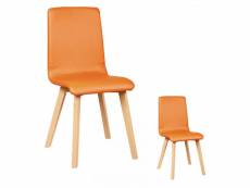 Duo de chaises similicuir orange - valonte - l 42 x l 42 x h 89 cm