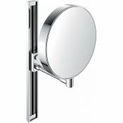 Emco - Miroir cosmétique et de rasage réfléchissant des deux côtés, grossissement 3x et 7x, rond, bras flexible, glissière, non éclairé - 109500115