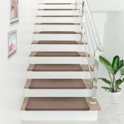 [en.casa] - Lot de 15 marchettes d'escalier rectangulaires antidérpantes 65 x 24 cm avec bord marron foncé marron foncé