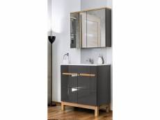 Ensemble meuble vasque + miroir - gris - 80 cm - cintra
