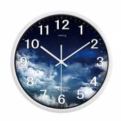 Everyday home Horloge murale numérique muet grande horloge à quartz salon chambre bureau horloge de cuisine (Couleur : Blanc, taille : 12 pouces)