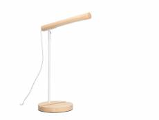 Forlight arlo - lampe de bureau led en bois naturel. Lampe de table en acier blanc et bois avec lumière led neutre 4000k