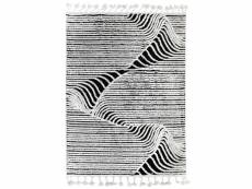 Graphica - tapis effet relief motifs montagnes blanc noir 160x230