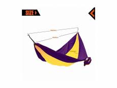 Hamac de camping en toile 1 place - o'camp - jaune et violet - dimensions 270 x 130 cm HAMAC TOILE