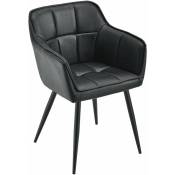 Helloshop26 - Fauteuil de salon élégant siège rembourré design imitation velours polyester métal 79 cm noir - Métal