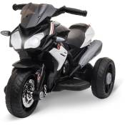 Homcom - Moto électrique pour enfants 3 roues 6 v 3 Km/h effets lumineux et sonores noir
