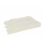 Jolipa - Plaid tricot en textile blanc 143x195x1 cm - Blanc