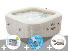 Kit spa gonflable Intex PureSpa Chevron carré Bulles 4 places + 6 filtres + Aspirateur + Kit d'entretien