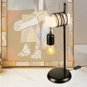 Lampe de bureau Chatham en métal et bois massif 48,5 cm E27 noir / naturel [ Lux.pro noir