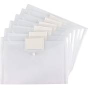 Linghhang - Pochette Plastique A4, Lot de 5 Pochettes Porte-Documents avec Rabat, Couleurs Vives Transparentes, Classeur Pochette - transparent