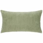 Lola Home - Coussin rectangulaire velours côtelé vert 50x30 cm