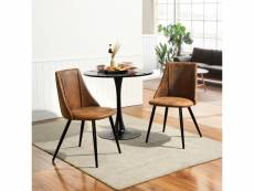 Lot de 2 chaises de salle à manger rétro fauteuil assise rembourrée en suédine pieds en métal pour cuisine salon chambre bureau, style industriel, mar