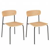 Lot de 2 chaises « écolier » en bois de frêne pieds acier noir