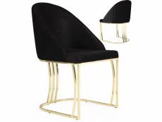 Lot de 2 chaises noir design en velours avec piétement en acier chromé doré l. 50 x p. 50 x h. 85 cm collection antonia viv-97580